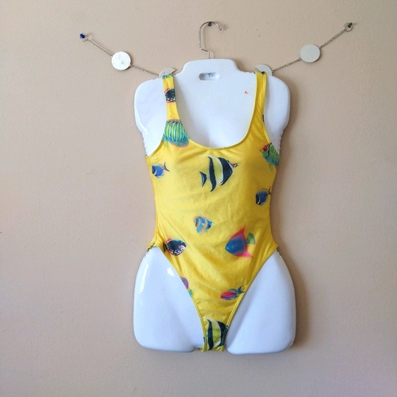 Other - Yellow Tropical Fish Print One Piece Swimsuit
